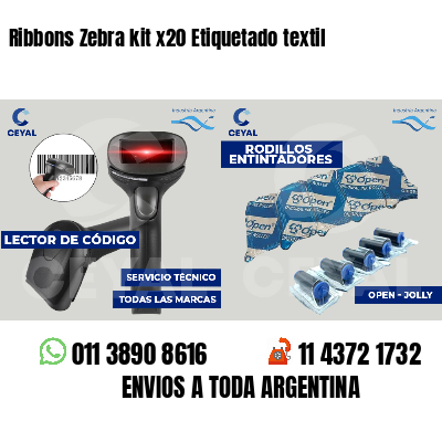 Ribbons Zebra kit x20 Etiquetado textil