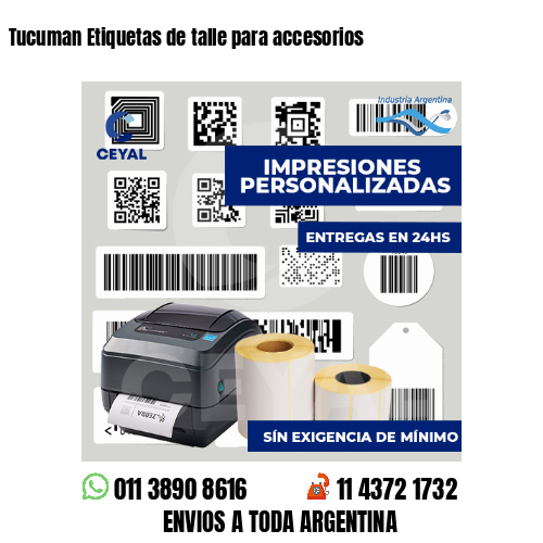 Tucuman Etiquetas de talle para accesorios