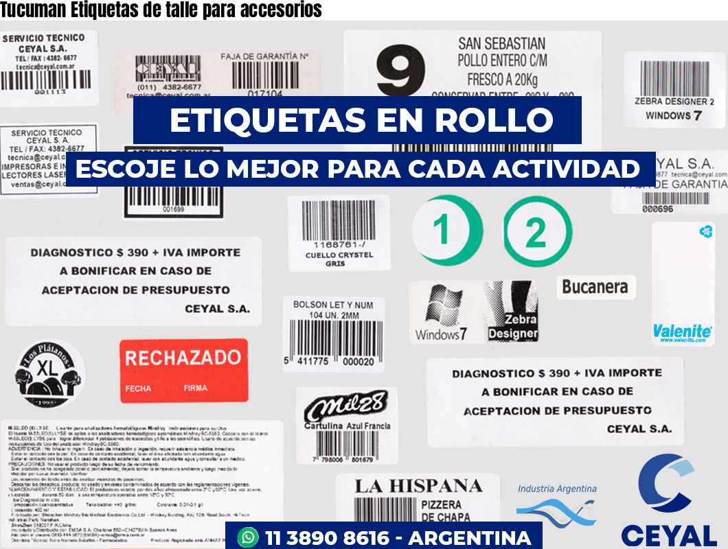 Tucuman Etiquetas de talle para accesorios