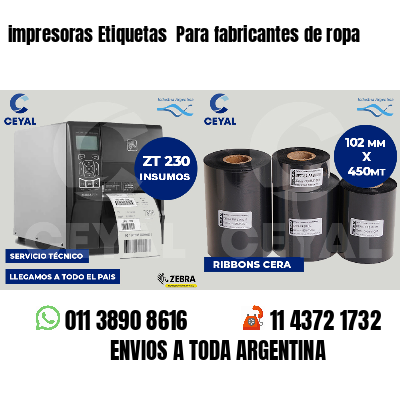 impresoras Etiquetas  Para fabricantes de ropa