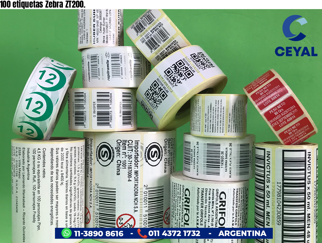 100 etiquetas Zebra ZT200.