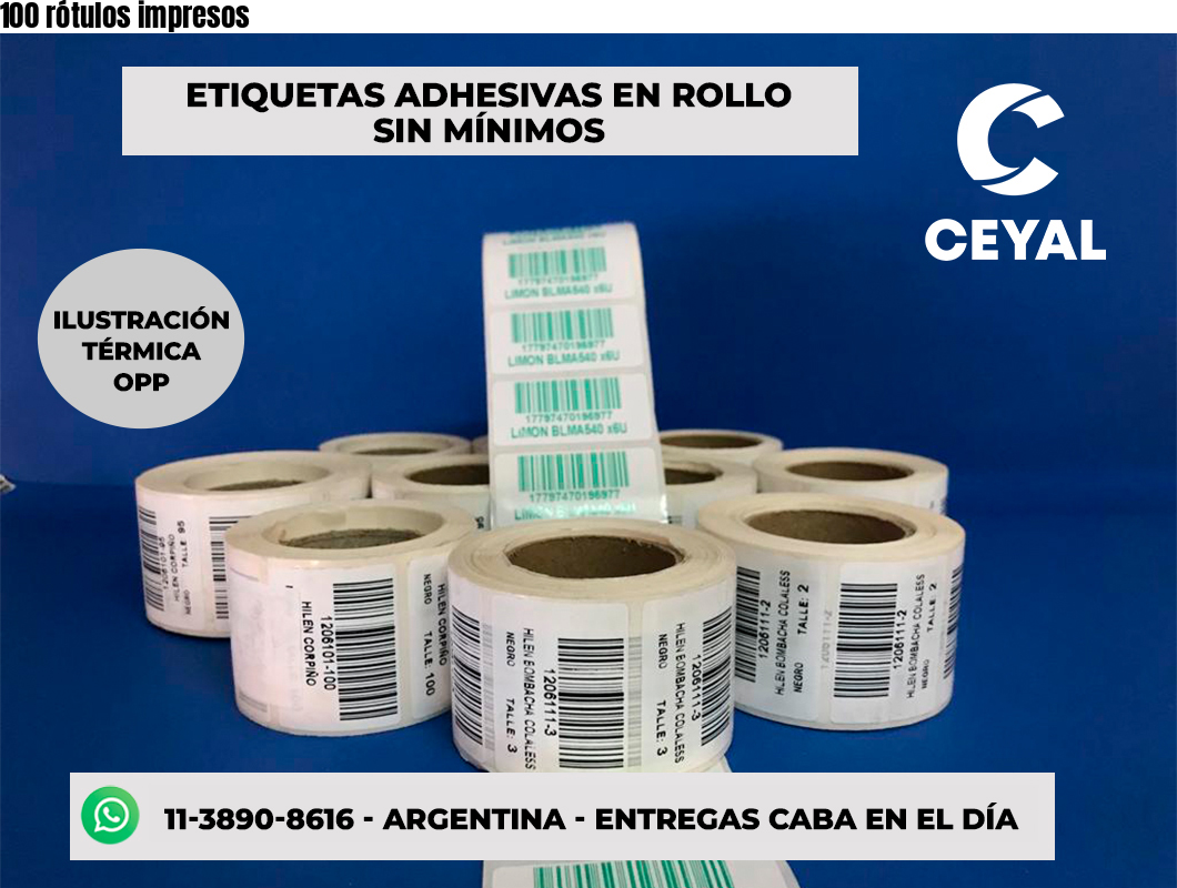 100 rótulos impresos