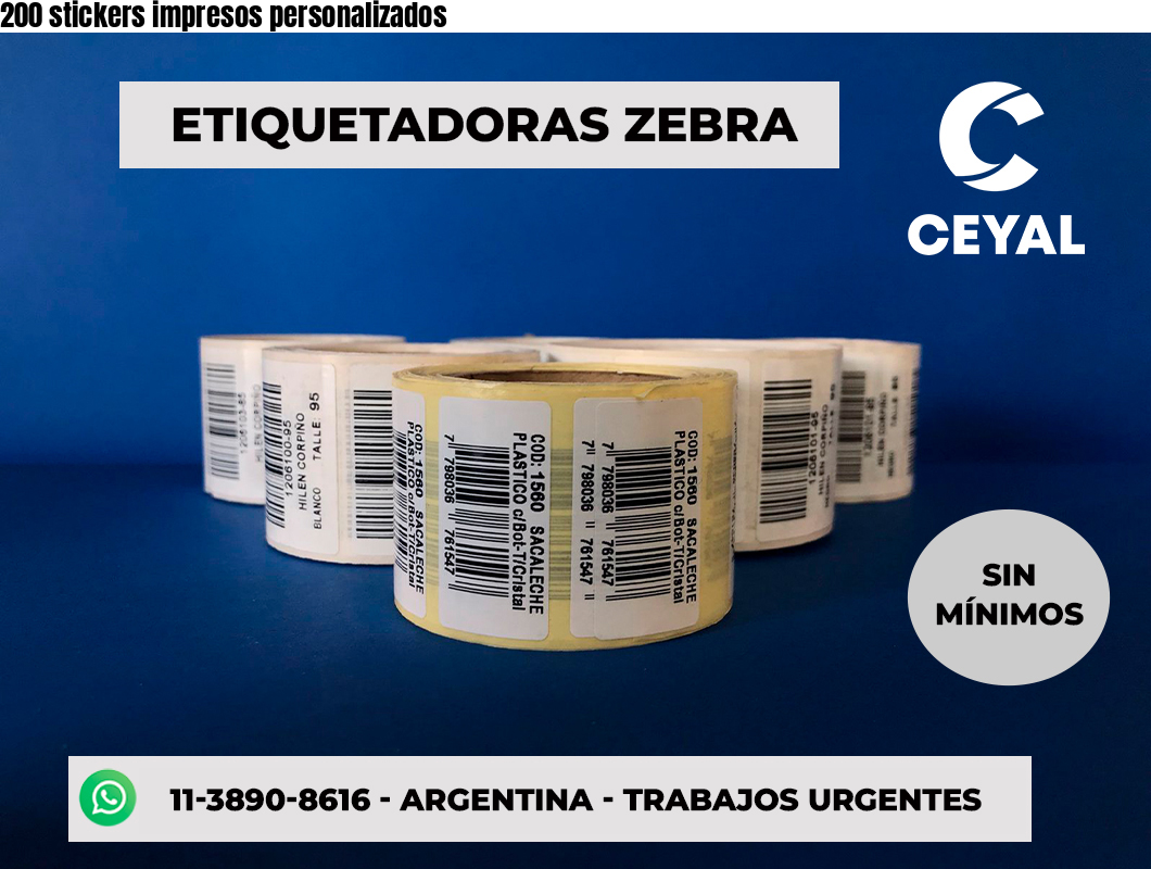 200 stickers impresos personalizados