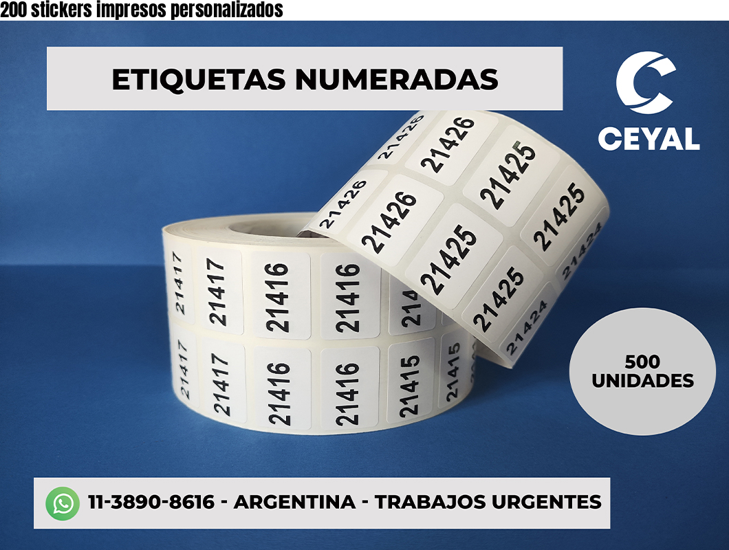 200 stickers impresos personalizados