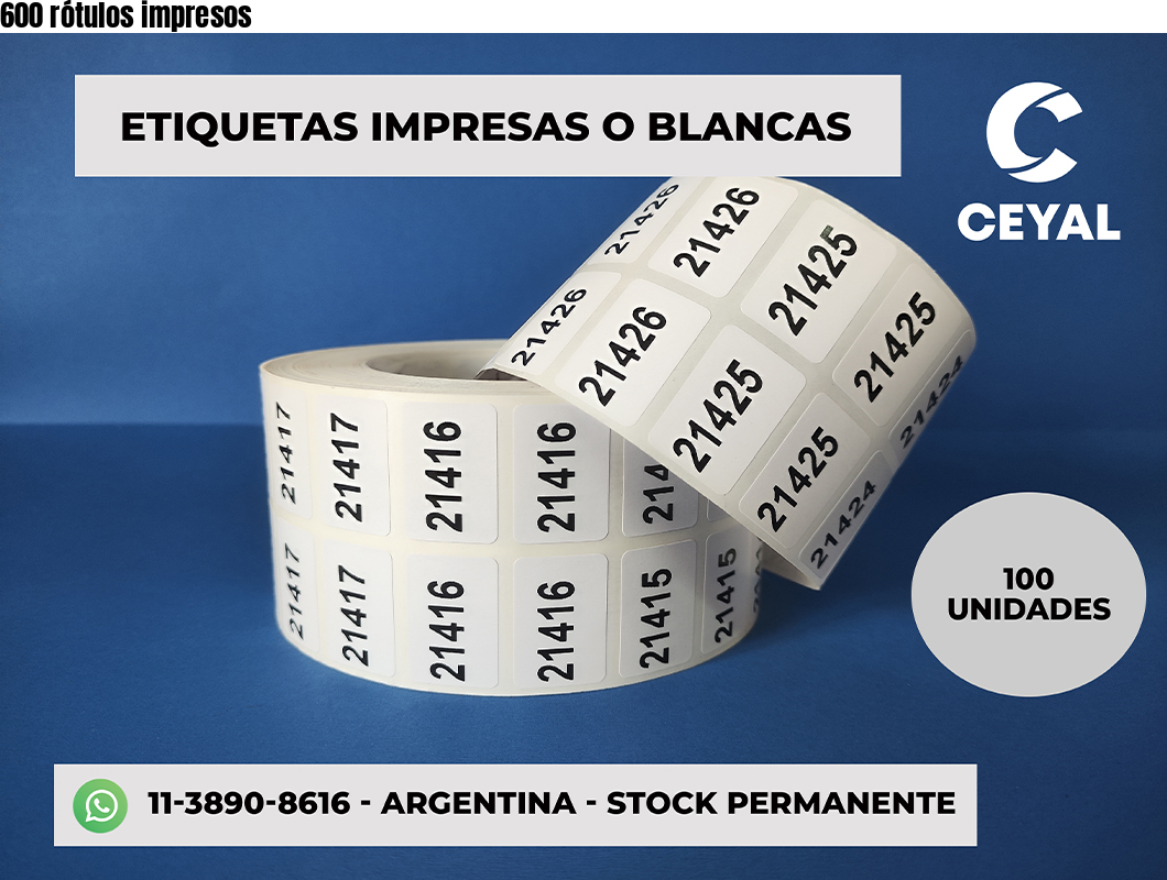 600 rótulos impresos
