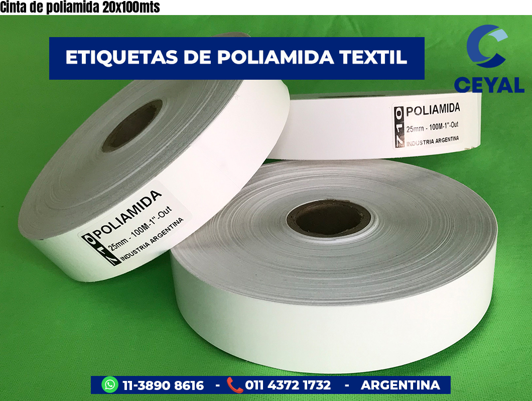 Cinta de poliamida 20x100mts