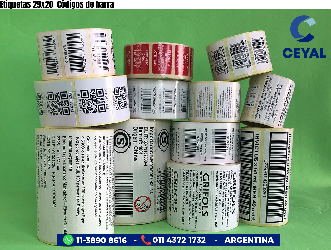 Etiquetas 29x20  Códigos de barra