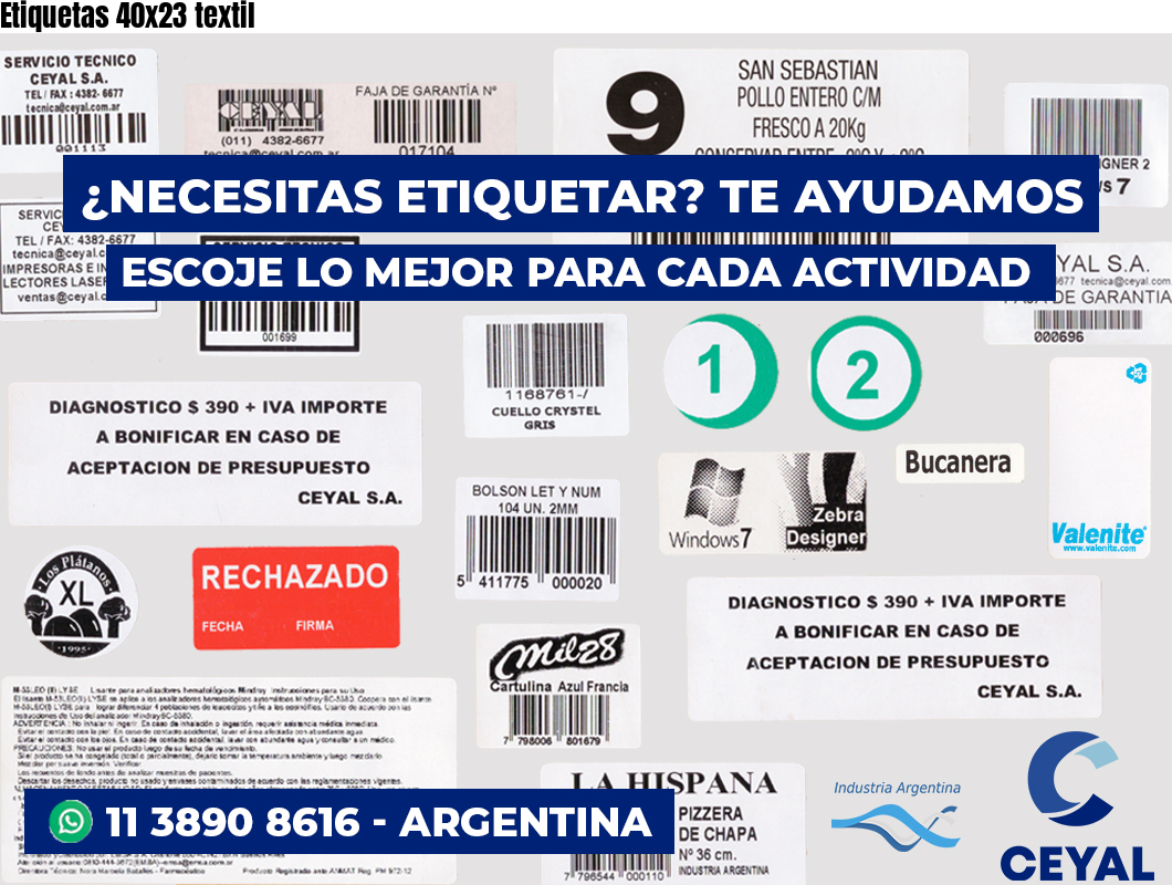 Etiquetas 40x23 textil