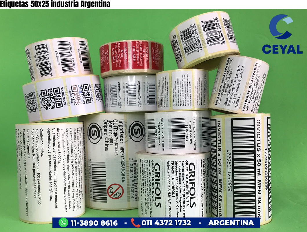 Etiquetas 50x25 industria Argentina
