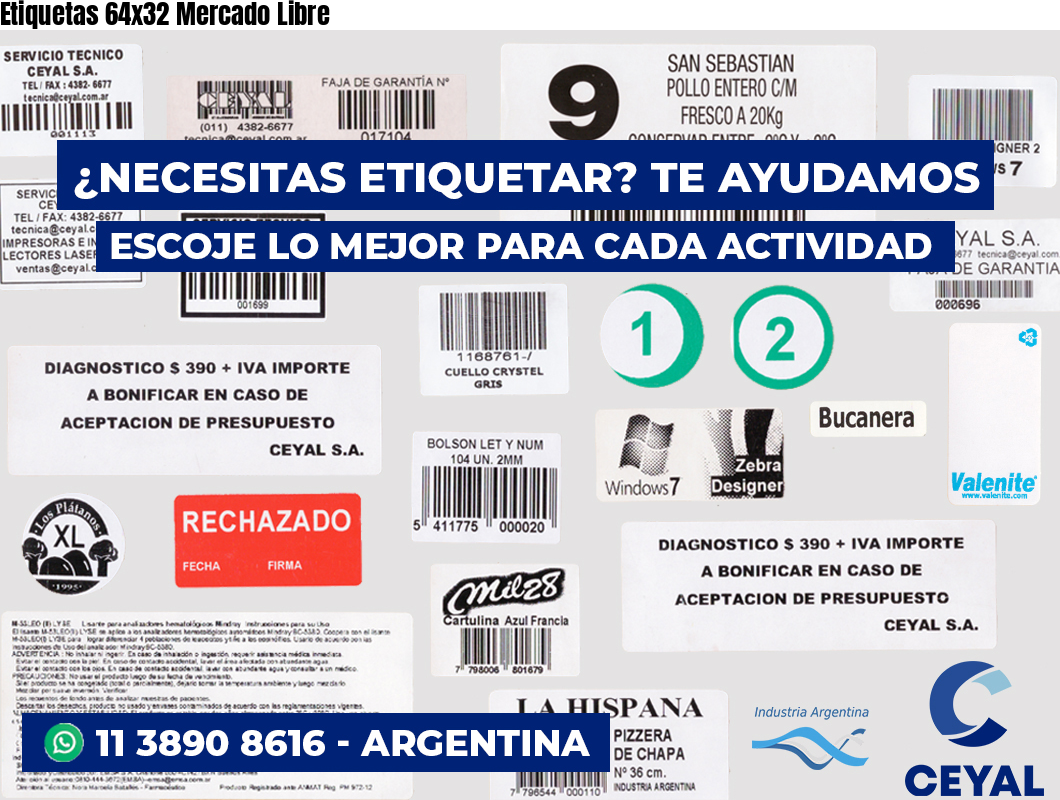 Etiquetas 64x32 Mercado Libre