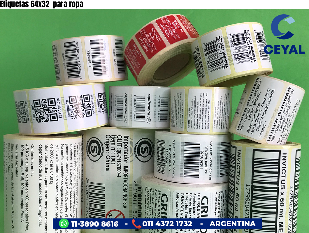Etiquetas 64x32  para ropa