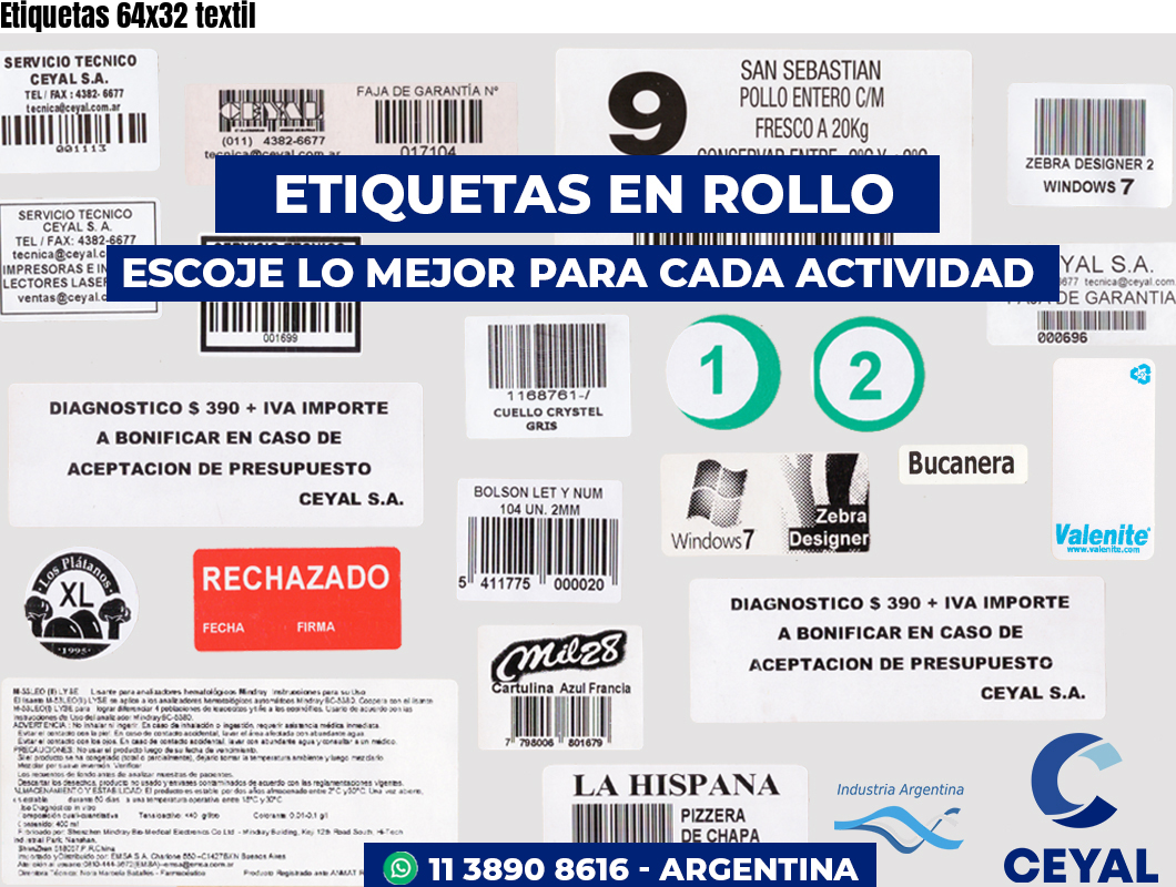 Etiquetas 64x32 textil