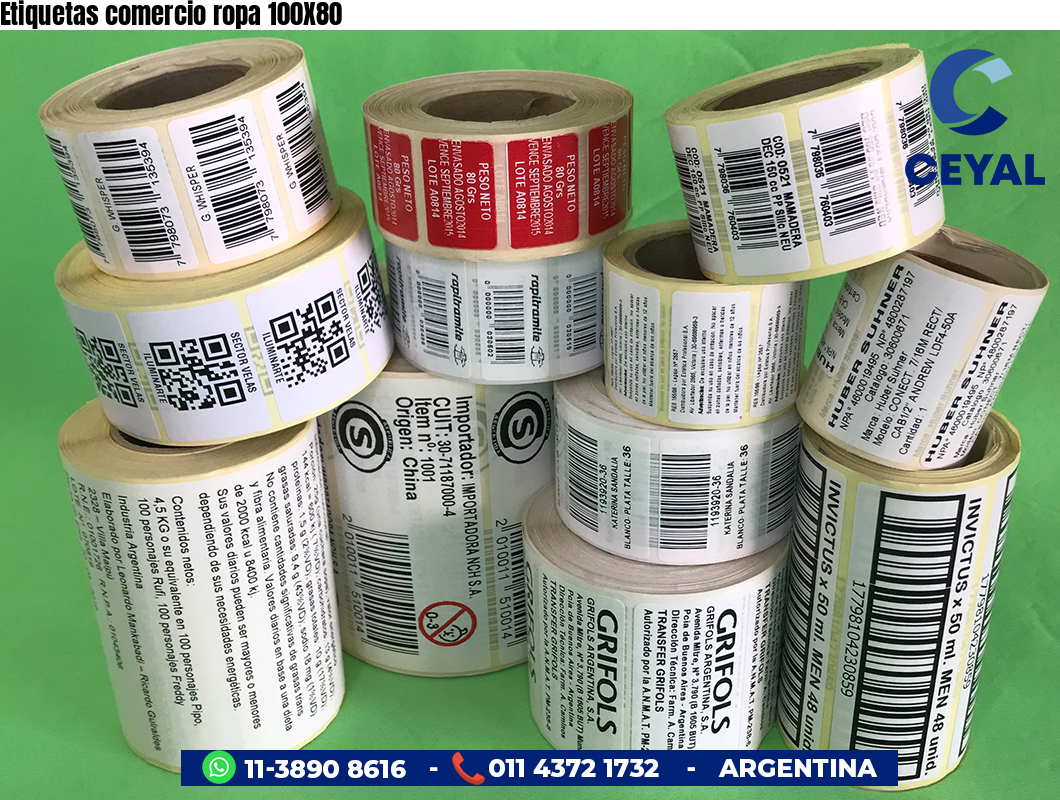 Etiquetas comercio ropa 100X80