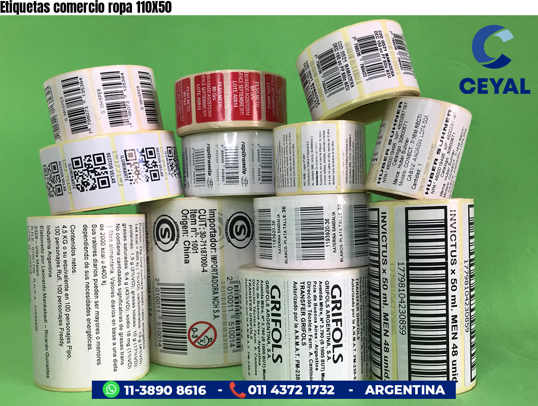 Etiquetas comercio ropa 110X50