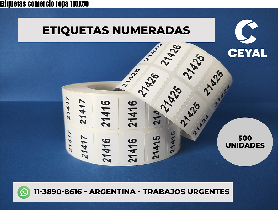 Etiquetas comercio ropa 110X50
