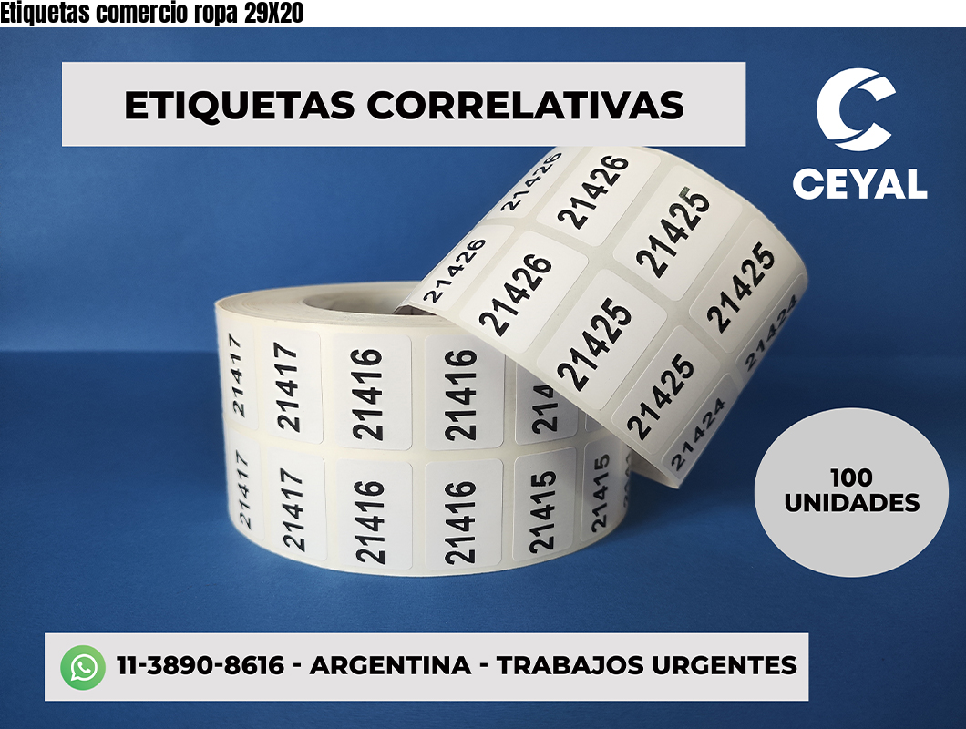 Etiquetas comercio ropa 29X20