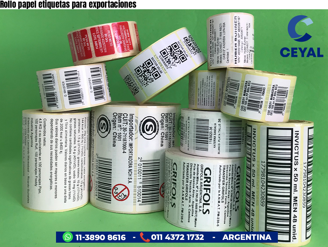 Rollo papel etiquetas para exportaciones