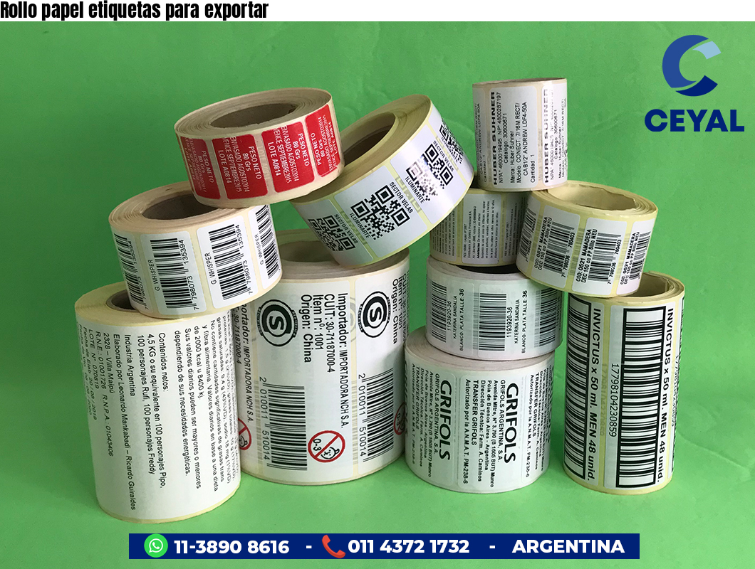 Rollo papel etiquetas para exportar