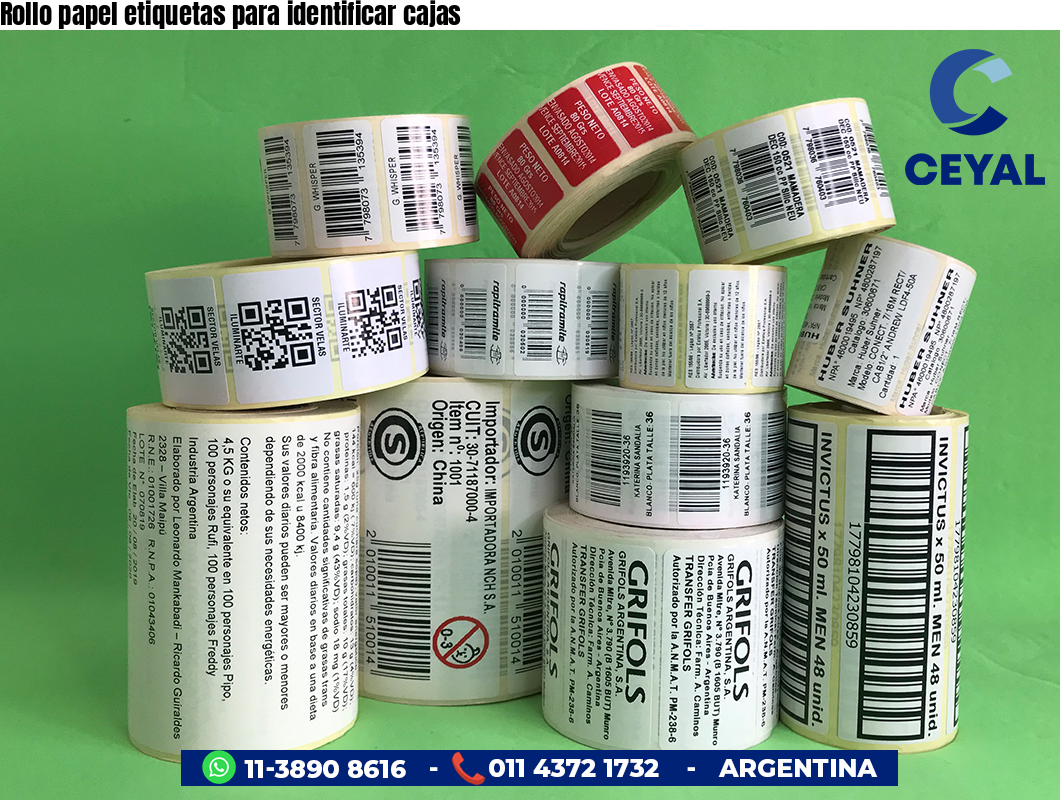 Rollo papel etiquetas para identificar cajas