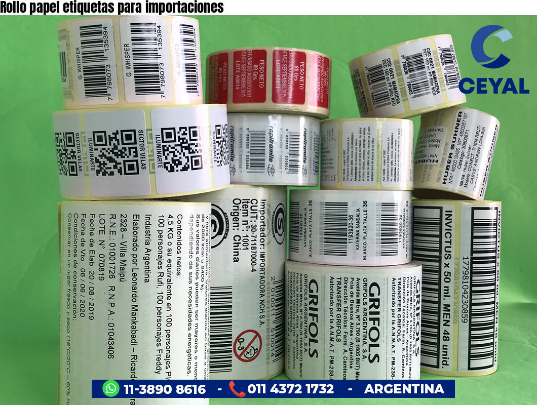 Rollo papel etiquetas para importaciones