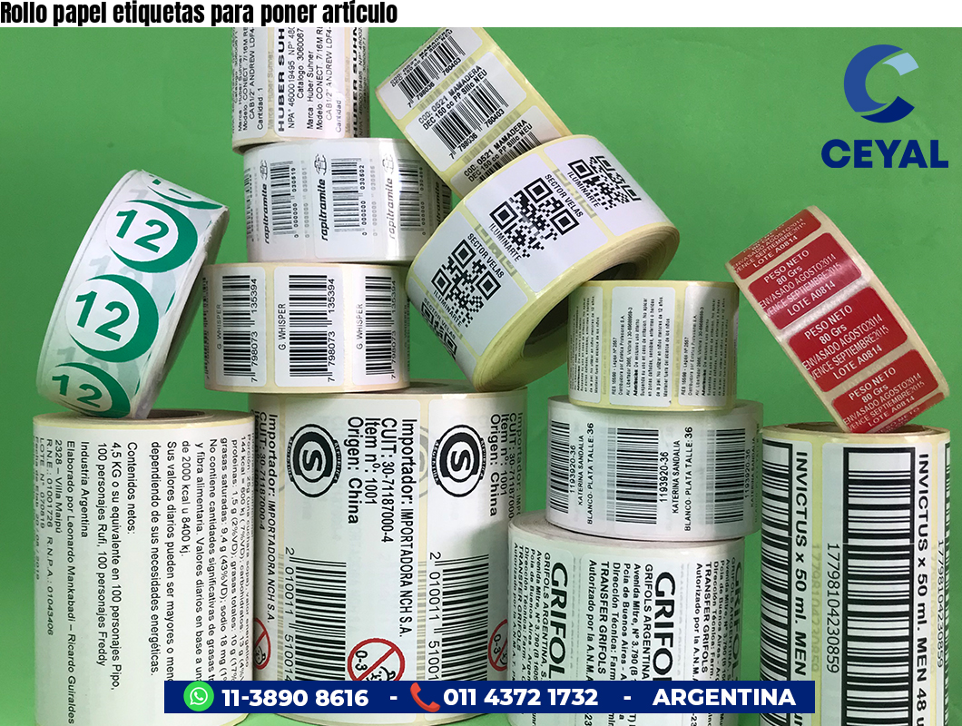 Rollo papel etiquetas para poner artículo