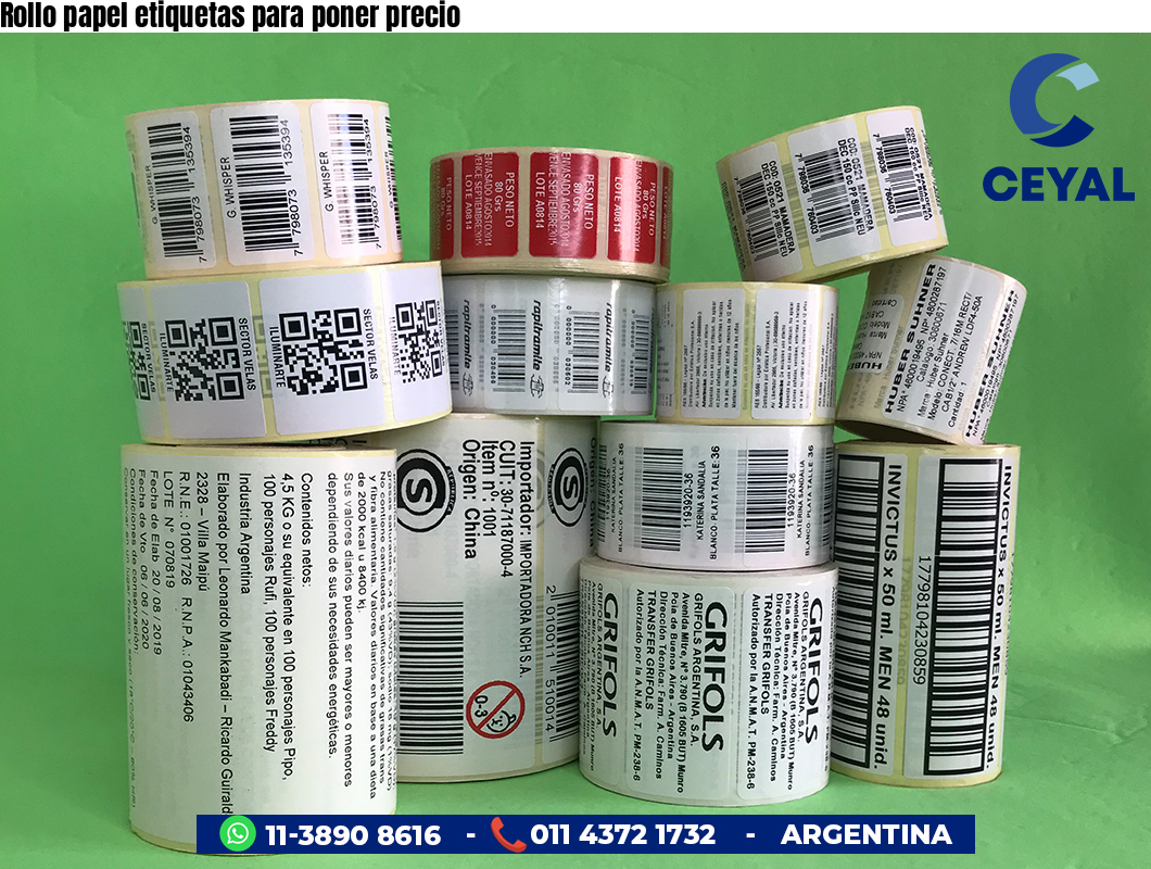 Rollo papel etiquetas para poner precio