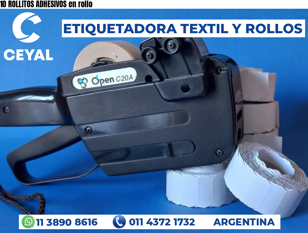 10 ROLLITOS ADHESIVOS en rollo