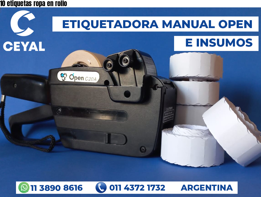 10 etiquetas ropa en rollo