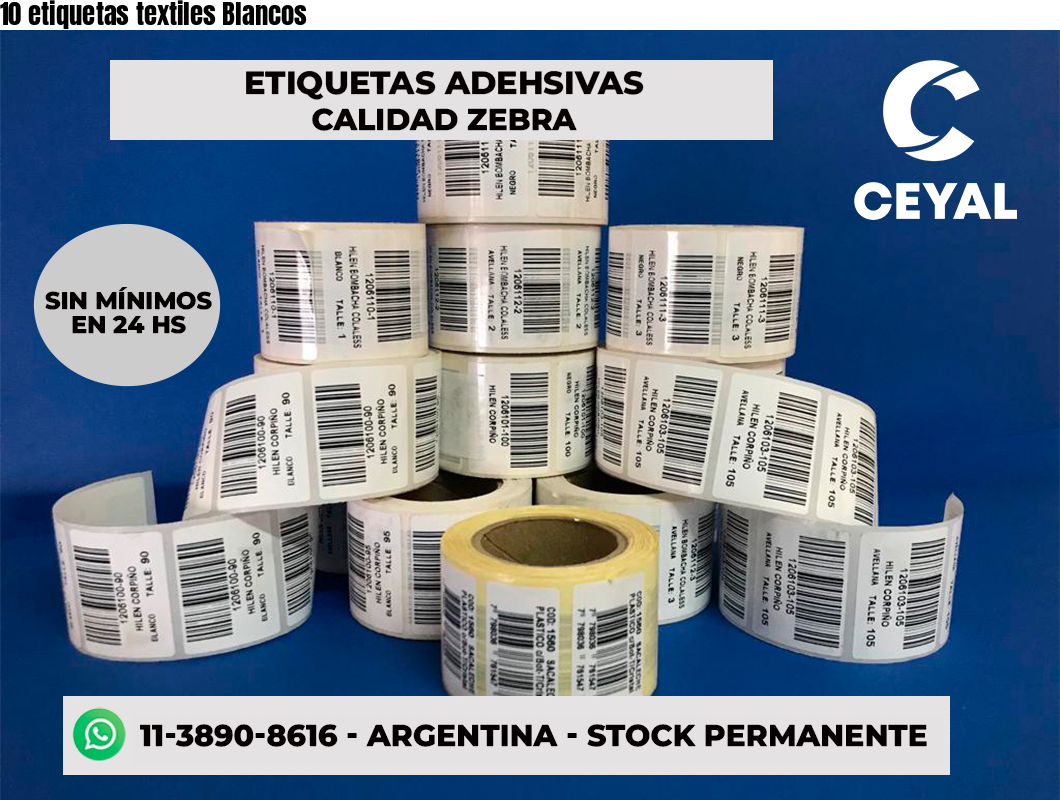 10 etiquetas textiles Blancos