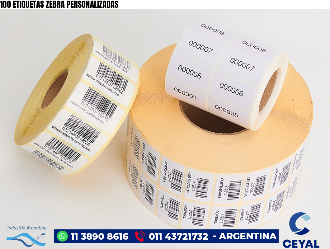 100 ETIQUETAS ZEBRA PERSONALIZADAS