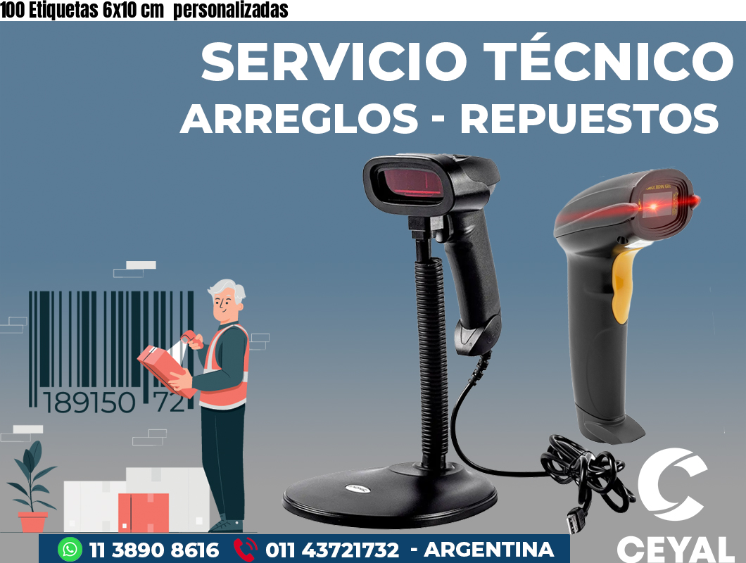 100 Etiquetas 6x10 cm  personalizadas
