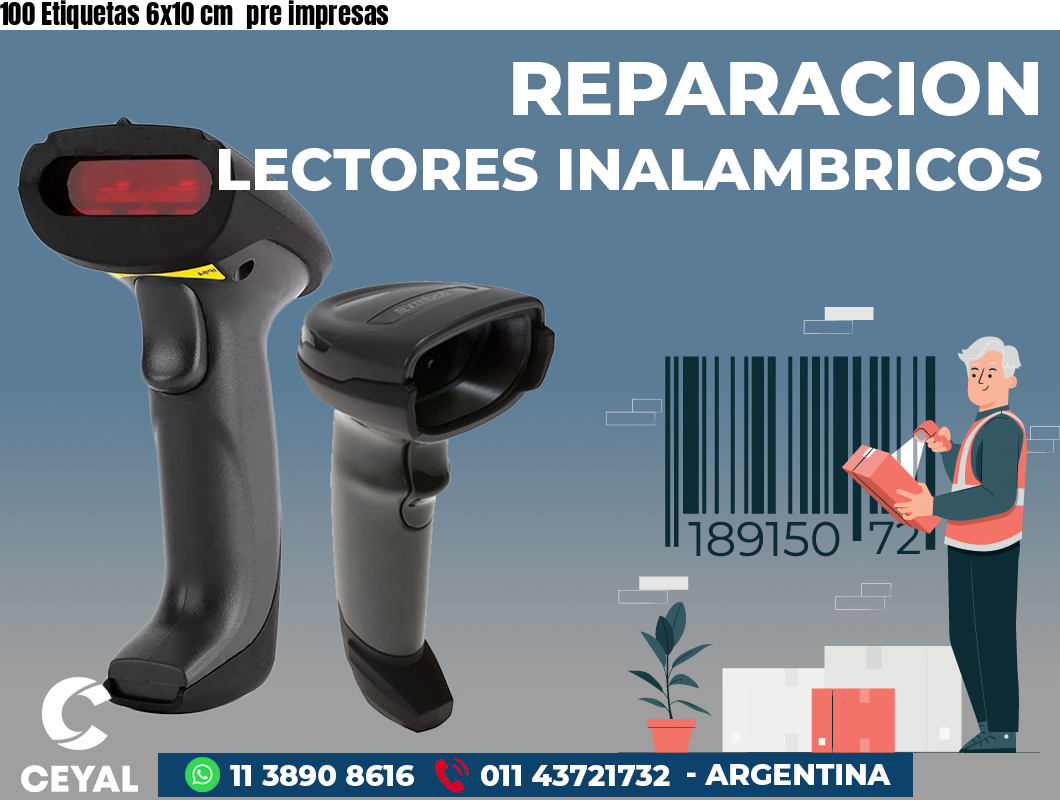 100 Etiquetas 6x10 cm  pre impresas