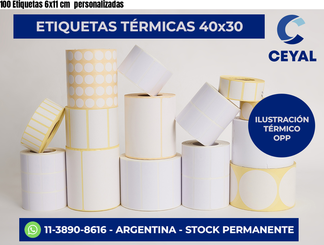 100 Etiquetas 6×11 cm  personalizadas
