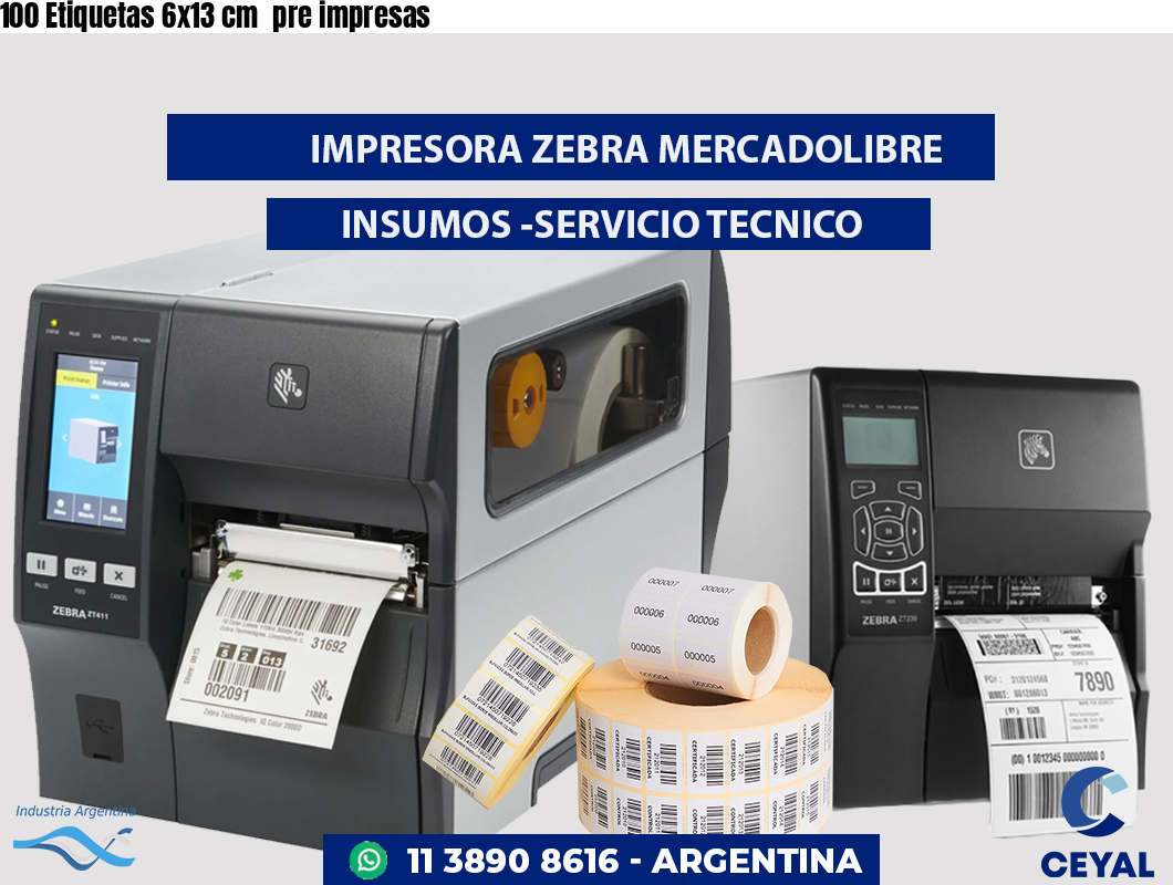 100 Etiquetas 6x13 cm  pre impresas