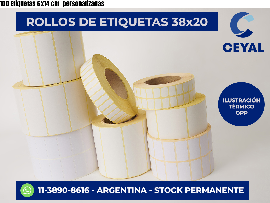 100 Etiquetas 6×14 cm  personalizadas