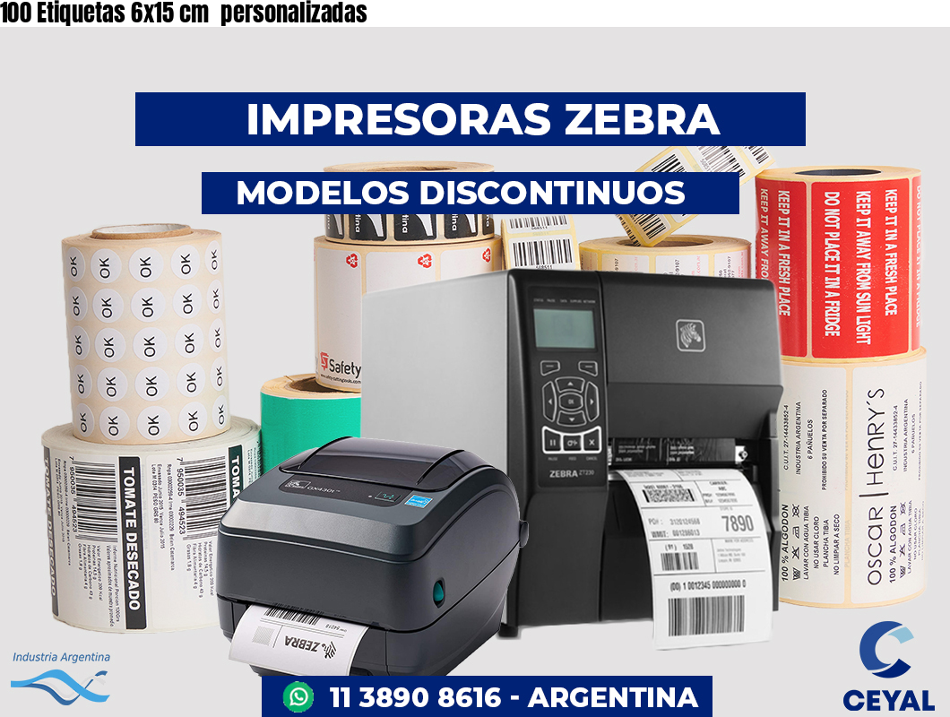 100 Etiquetas 6x15 cm  personalizadas