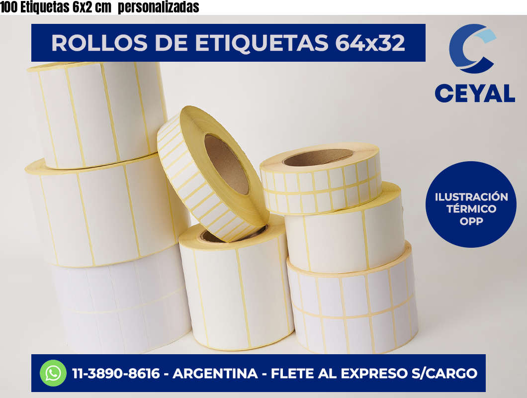 100 Etiquetas 6×2 cm  personalizadas