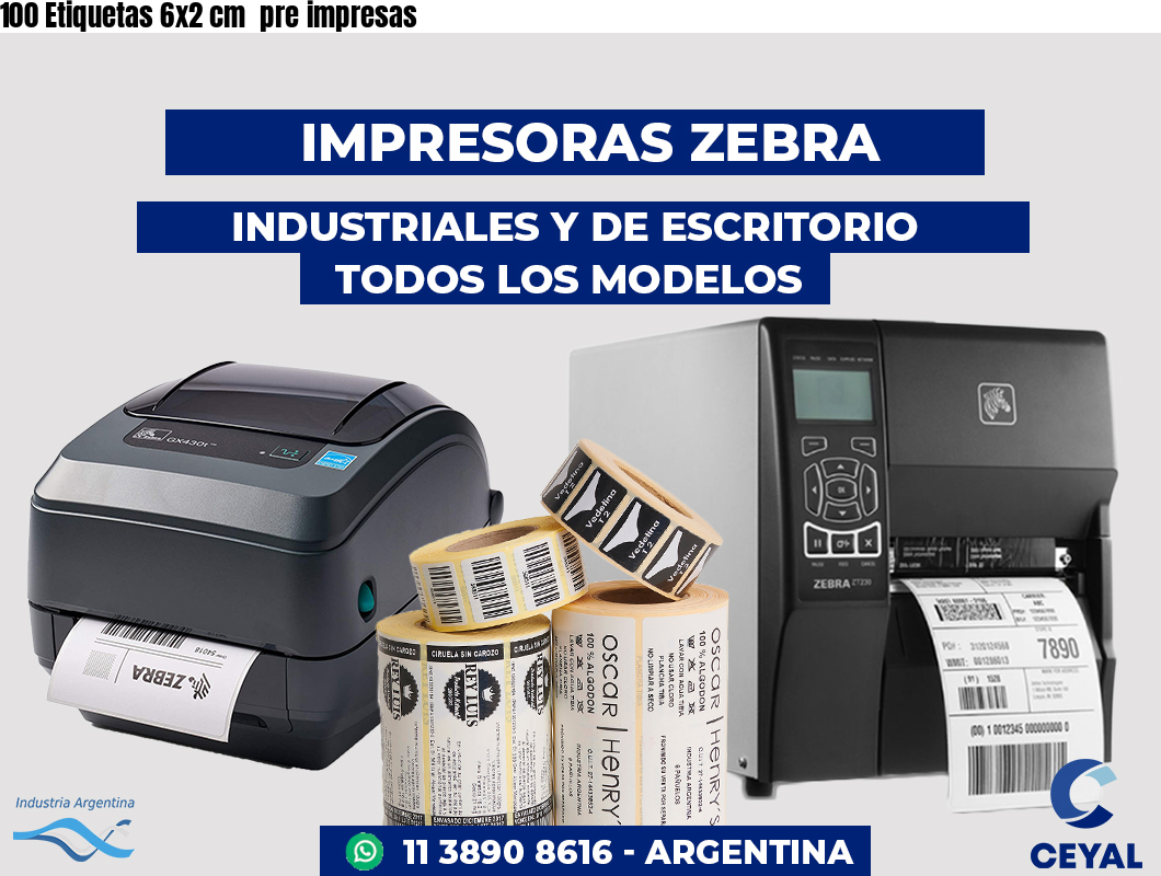 100 Etiquetas 6x2 cm  pre impresas