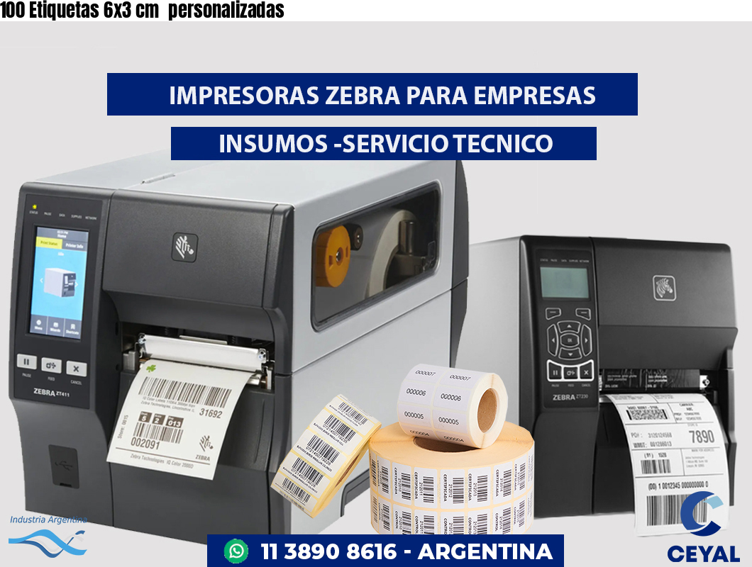 100 Etiquetas 6x3 cm  personalizadas