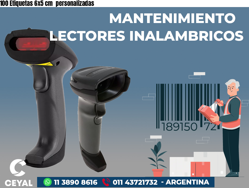 100 Etiquetas 6x5 cm  personalizadas