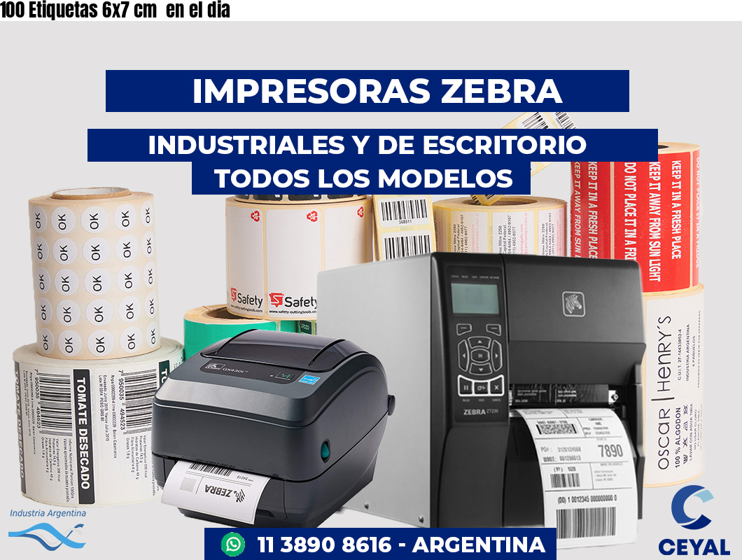 100 Etiquetas 6x7 cm  en el dia
