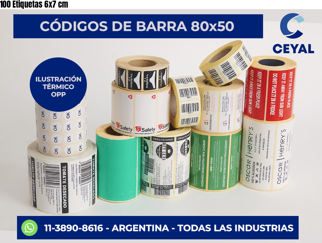 100 Etiquetas 6×7 cm