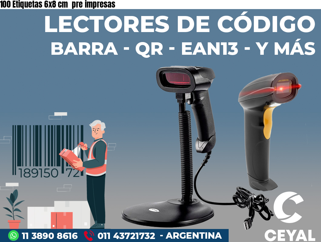 100 Etiquetas 6x8 cm  pre impresas