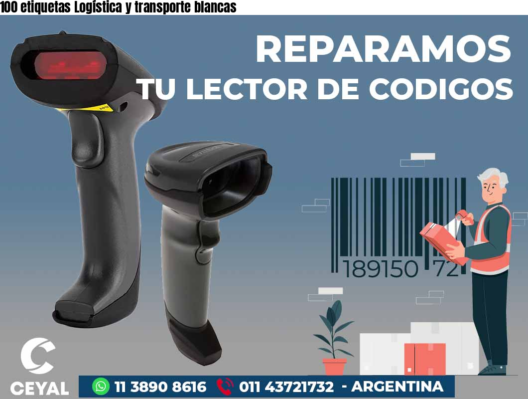 100 etiquetas Logística y transporte blancas