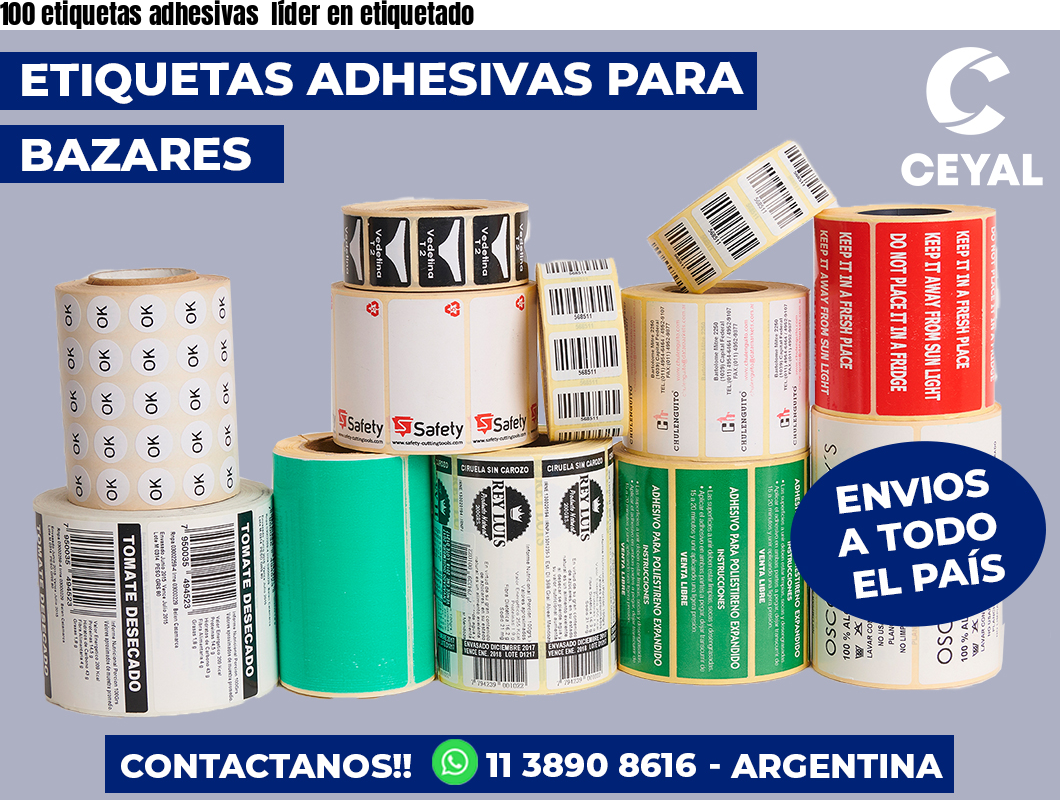 100 etiquetas adhesivas  líder en etiquetado