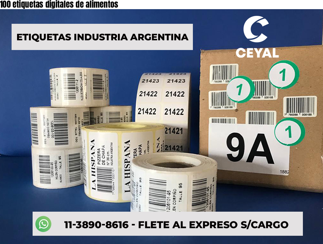 100 etiquetas digitales de alimentos