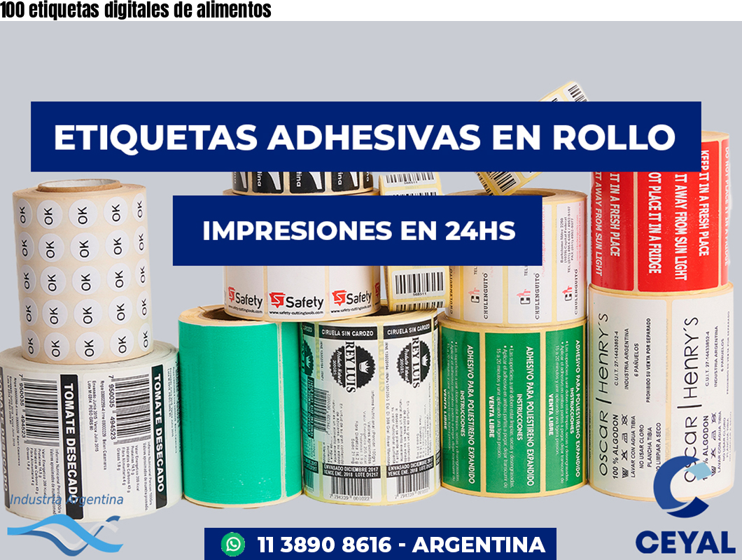 100 etiquetas digitales de alimentos