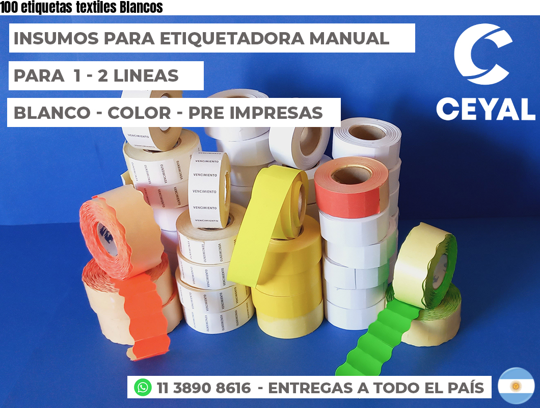 100 etiquetas textiles Blancos