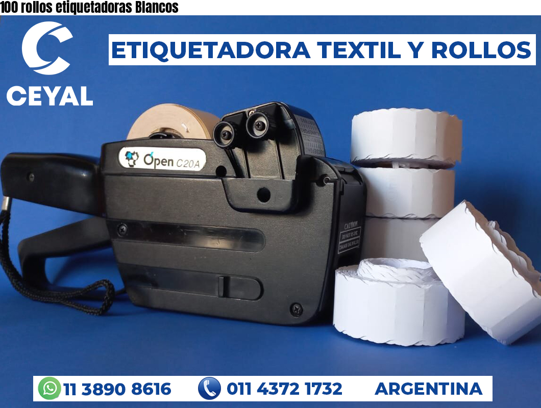 100 rollos etiquetadoras Blancos