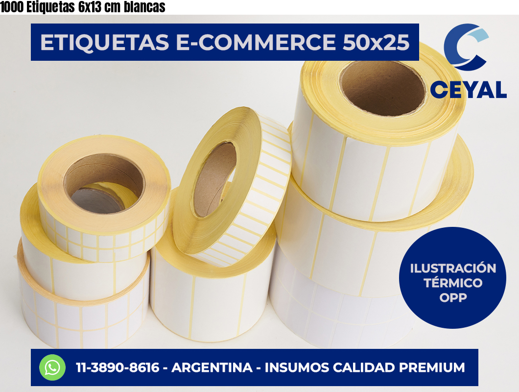 1000 Etiquetas 6×13 cm blancas